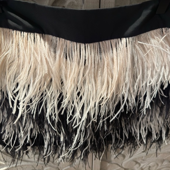 Club Monaco Black and Cream Feather Mini Skirt